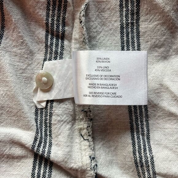 Orvis Classic Collection Long Sleeve Striped Linen Blend Button Down Shirt Sz M - Picture 4 of 11